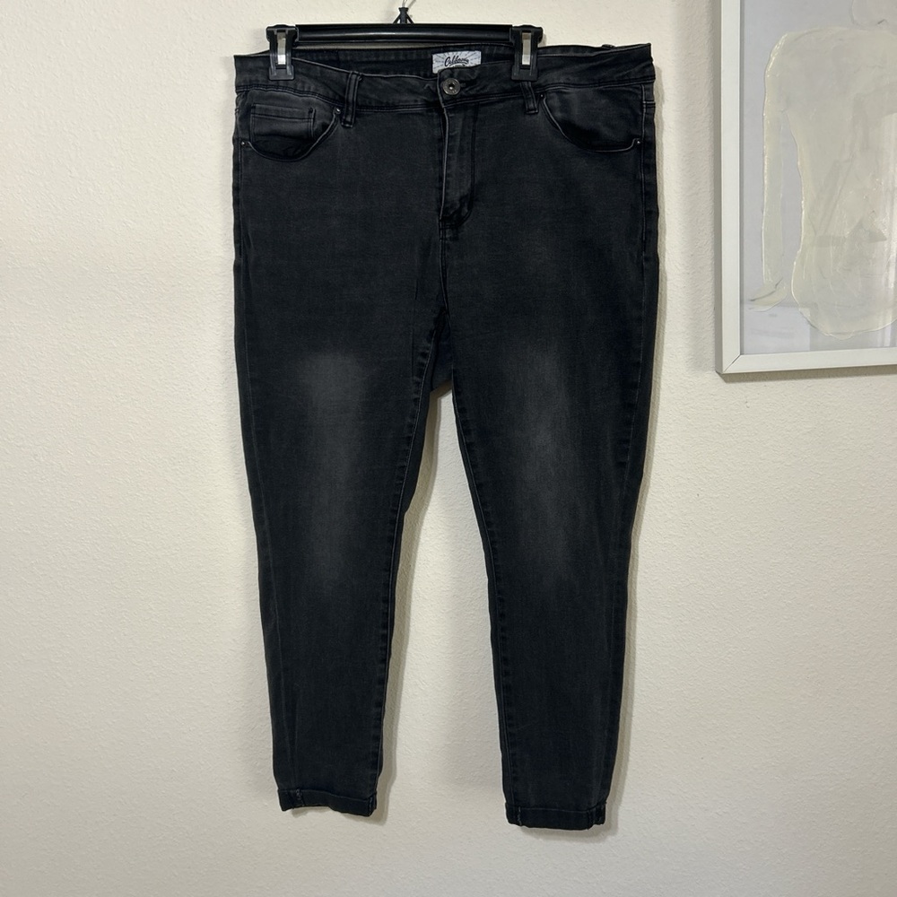 California Vintage Washed Black High-Rise Skinny Jeans - Women's Plus Size 18